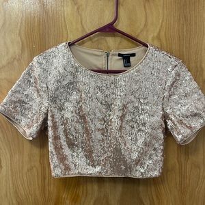 Rose gold sequin crop top